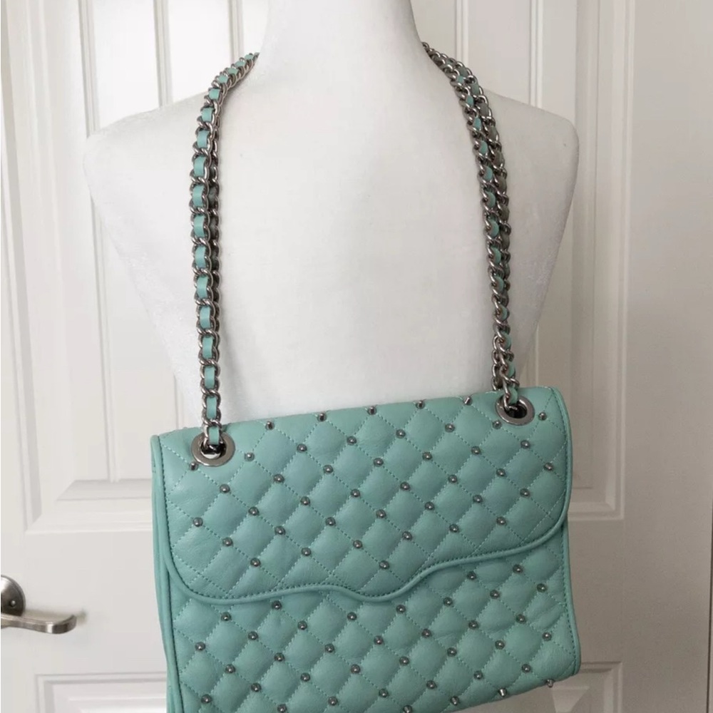Rebecca Minkoff Affair Quilted Mint Leather Chain Strap Crossbody Handbag